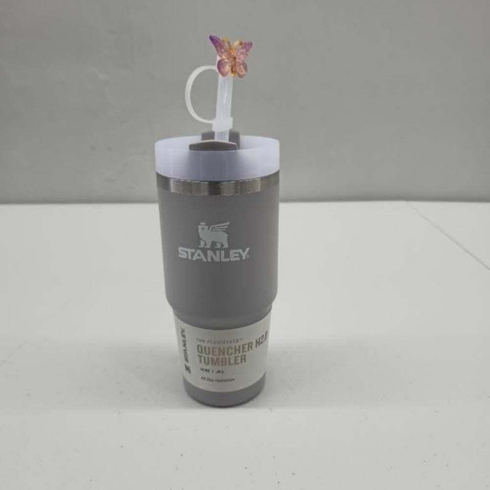 Stanley Silver and Gray Tumbler with Butterfly Topper